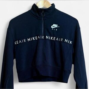 Nike Air Women's Black Quarter-Zip Cropped Sweatshirt. Size XS